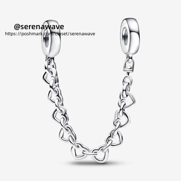 Pandora Linked Hearts Safety Chain - Picture 1 of 2
